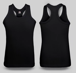 1 or 2 MENS GYM VEST BODYBUILDING MUSCLE STRINGER RIBBED VEST RACERBACK FITNESS - Picture 1 of 22