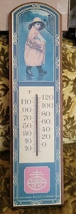 Vtg Interseal Thermometer Wooden Advertising Nabisco Hanging Decor George Nathan - Picture 1 of 5