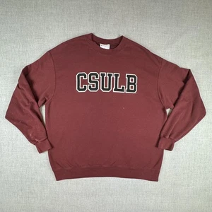 CSULB Sweatshirt Mens 2XL Maroon Crewneck Cal State Long Beach Champion Pullover - Picture 1 of 12