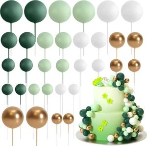 ASTARON 32 Piezas Bola Decoración para Pasteles Mini Globos Verde, Dorado - Imagen 1 de 3