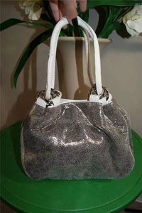 KOOBA WHITE & SILVER metallic W SILVER SMALL POUCH BAG PURSE (150 - Picture 1 of 8