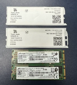 2x Micron 512GB 1100 2280 SATA SSD Internal Solid State Drive M.2 MTFDDAV512TBN - Picture 1 of 4