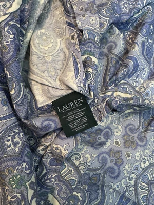 Ralph Lauren Colchester Mist Paisley QUEEN Comforter 3 Pc SET Blue Tan Rare - Image 1 of 4