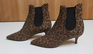 Atelier Damenstiefelette Gr. 36 Leder Absatz 5 cm Leopard Gummizug Italien NEU - Bild 1 von 7