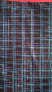 Karo Stoff Blau und braun Töne Stoffrest - Bild 1 von 3