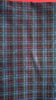 Karo Stoff Blau und braun Töne Stoffrest - Bild 1 von 3