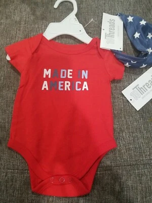 CAMISETA 10 HILOS HECHA EN AMÉRICA BEBÉ NIÑO HEBILLA INFERIOR TALLA NB NUEVA CON ETIQUETAS Foto 1 de 4