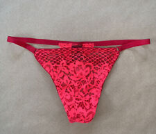 Rare VICTORIA'S SECRET THONG PANTY Floral Lace Size M Red New