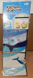 Kitchen Wall Stickers Aluminium Foil 75x45cm Yeeto Dolphins Swimming NIB 221K - Picture 1 of 4