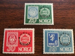 Norway Scott's 340-2, MH. Overprinted . Stamp on Stamp. sal's stamp store. - Imagen 1 de 1