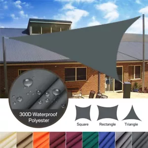 Waterproof Sun Shade Sail Canopy Awnings 300D Sand UV Block Sunshade F/ Backyard - Picture 1 of 38