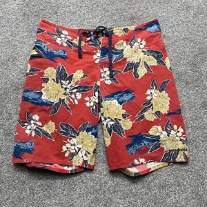 Patagonia Board Shorts Adult 30 Red Blue Floral Print Drawstring Linerless 9 in - Picture 1 of 8