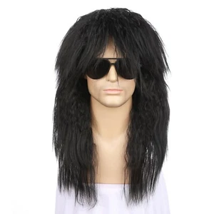 HairWiz Men's Long Curly Synthetic Wavy Hair 80s Punk Rock Wig Cosplay Wigs - Picture 1 of 19