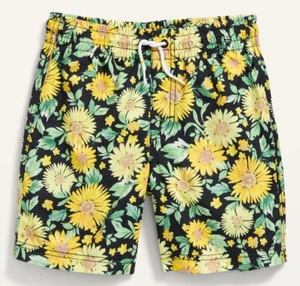 Old Navy Sunflower Printed Board Shorts Swim Trunks UPF 50 Boys XL 14-16 NEW - Picture 1 of 3