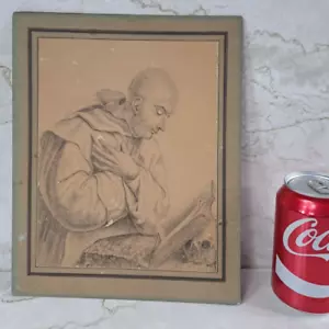 dessin ancien portrait de Saint Bruno fondateur de l'ordre des Chartreux 19ème - Imagen 1 de 11
