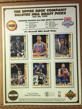 1991-1992 UPPER DECK Commemorative NBA Draft Promo Sheet Limited Edition ROCKETS