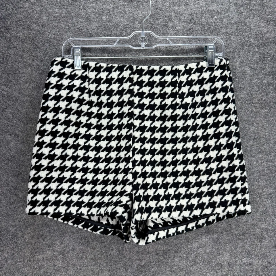 Pantalones Cortos Forever 21 Mujer L Grandes Negros Cremallera Geométrica Tiro Medio Lana Chino Foto 1 de 4
