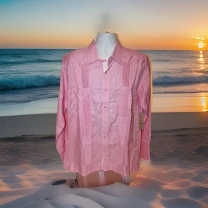 Mojito Collection Mens XL 100% Linen Guayabera Chacabana Style Button Shirt $120 - Picture 1 of 8