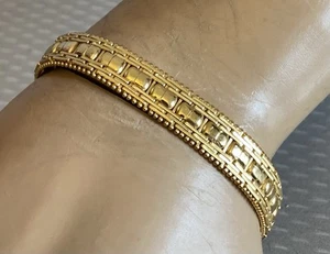 Milor Gold Vermeil Armband Webmuster Perlenrand 925 Italien 7" Sterling 19g - Bild 1 von 9