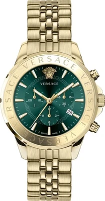 Reloj Hombre Versace VEV600619 Signature Cronógrafo Oro Verde Acero NUEVO Foto 1 de 4