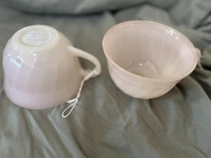 Vintage fire king light Pink Tea Cups Set Of 2 - Picture 1 of 2
