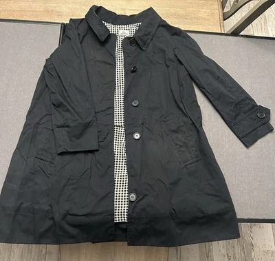 女式 Lacoste 黑色短风衣夹克 EU 40 长袖领纽扣 — 第 1/4 张图片