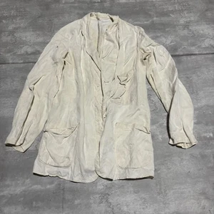 True Vintage Leinen Laborkittel Ärztejacke weiß Erwachsene 40er/50er/60er Leinen REPARATUR - Bild 1 von 15