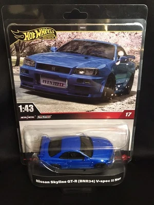 Hot Wheels Premium 1:43 Nissan Skyline GT-R BNR34 V-Spec II Nur Blue - Imagem 1 de 4