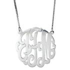.925 Sterling Silver Custom Three Letter Initial Monogram Pendant Necklace