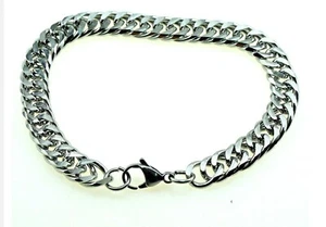 Bolsa de Regalo + 5mm 6mm o 7mm Pulsera Acero Inoxidable Hombre Cadena Borde Plata Hombres 925 - Imagen 1 de 4