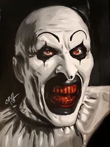 original acrylic poster portrait of art the clown, terrifier, handmade - Picture 1 of 2
