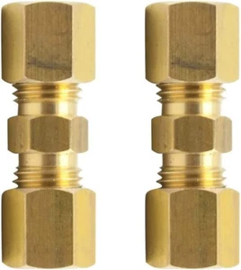 Accesorio de tubo de compresión de latón, unión, acoplador OD X 1/4" OD, paquete de 2 nuevos - Imagen 1 de 12