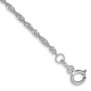 Pulsera tobillera Singapur de oro blanco 14K 10 pulgadas 1,4 mm - Imagen 1 de 5