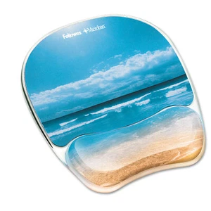 Fellowes Gel Mouse Pad w/Wrist Rest Photo 7 7/8 x 9 1/4 Sandy Beach 9179301 - Picture 1 of 3