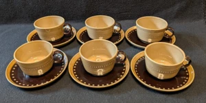 Mid Century Vintage Franciscan Discovery Tahiti Cup & Saucer Set of 6 - Picture 1 of 3