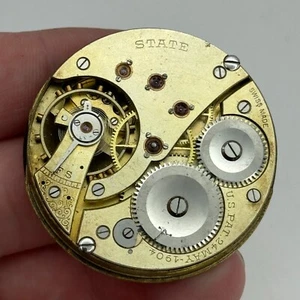 43mm Antique State US PAT.24MAY-1904 Swiss Hunter Pocket Watch Movement PARTS - Picture 1 of 23