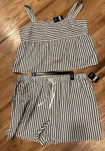Lucky Brand Striped Shorts/pockets sz XL & matching top sz XL cruise wear - Picture 1 of 7