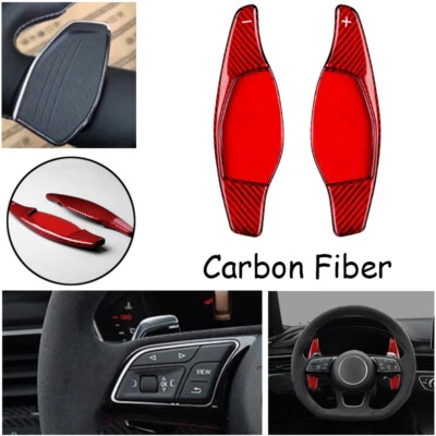 Красный углеродного волокна автомобиля руль подрулевое колесо переключатель для Audi RS4 RS5 TT Q8 R8 RS3 - Изображение 1 из 4