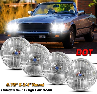 For Mercedes-Benz 380SL 450SL 560SL 4PCS 5.75" Round Headlights Hi-Lo Beam + - Image 1 of 4