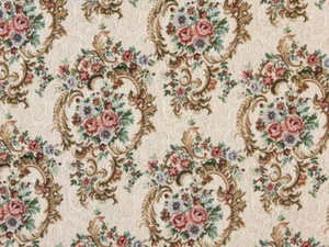 Tessuto tappezzeria resistente arazzo floreale vittoriano corallo blu smeraldo oro - Foto 1 di 2