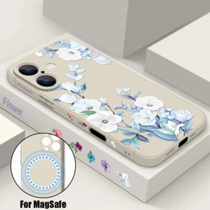 Für iPhone 16 15 Pro Max 16e 14 13 12 11 Blume Magnet TPU Hülle Lanyard Cover - Bild 1 von 17