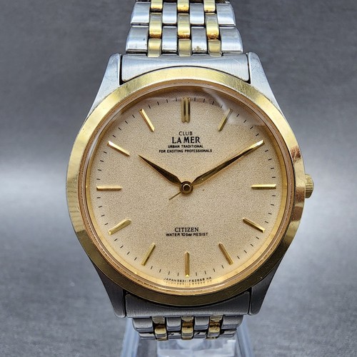 OFF WHITE Orologio Citizen Club Lamer Uomo 34mm Quadrante Crema Bicolore Tondo 5631 F61907 Nuovo Batt