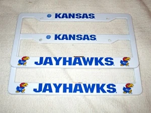 TWO (2) KANSAS JAYHAWKS EMBOSSED LICENSE PLATE FRAMES #010 SALE - NEW - Picture 1 of 1