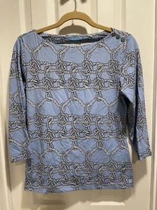 J. McLaughlin MEDIUM Catalina Cloth 3/4 Sleeve Shirt Blue Nautical Rope Top EUC - Picture 1 of 5