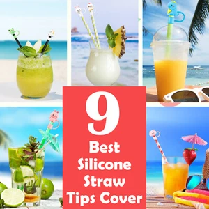 9Pcs Straw Tips Covers Reusable PVC Straw Tips Lids Colorful Straw Plug qibBI - Picture 1 of 12