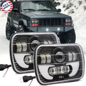 Pair 5x7" 7x6" LED Headlights Hi/Lo Sealed Beam For Jeep Cherokee XJ 1984-2001 - Picture 1 of 16