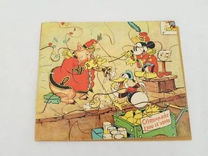 Ancien PUZZLE EN BOIS Mickey et Donald "Citronnade" DISNEY années 30 / 40 - Imagen 1 de 6
