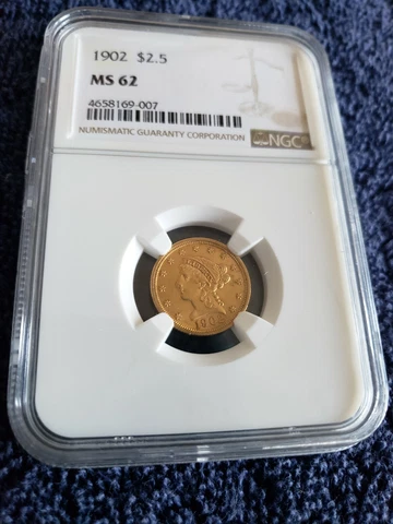 1902 Liberty Head $2 1/2 gold quarter eagle, NGC MS62 Cover