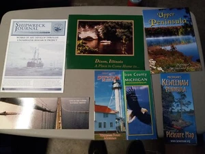 Vintage MICHIGAN Map And Travel Guide Lot 7 COLOR TOUR Booklets Maps - Picture 1 of 4