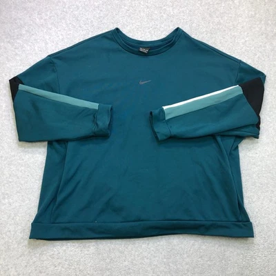 Vintage Nike Sweatshirt Women's 2XL XXL Green Center Swoosh Pocket Crew Neck - Image 1 of 4